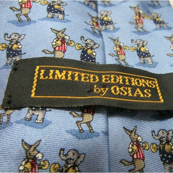 Limited Editions Osias Elephant Boxing Donkey Political Democrat Republican Tie - Picture 3 of 4